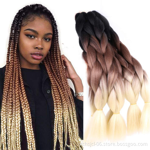 Jumbo Braiding Hair Extensions Braiding Hair 24 Inch Ombre Multiple Tone Colored Synthetic Hair for Women